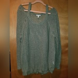 Olive Green Sweater, Maurices, 3x, Cold Shoulder